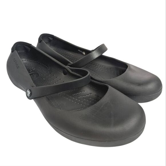 Crocs Alice Work Slip Resistant Black Mary Jane Flats Women's 11 - Picture 1 of 6